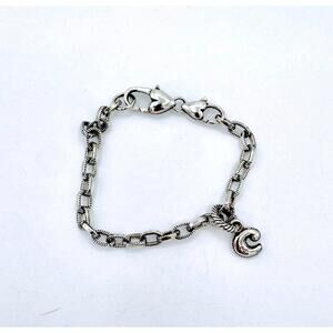 Vintage Brighton curb link chain double lobster heart closure & "c" charm